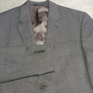 NWT Chaps Mens 42R Blazer Sport Coat Charcoal Gray Blue Lambswool Houndstooth 42